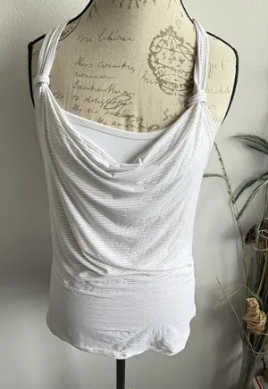 Beyond Yoga Women Liner Tank Relaxed‎ Fit Top White Striped Small thumbnail 1