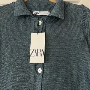 Zara women's Blue Knit Shirt size S thumbnail 2