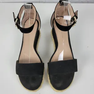 BCBGeneration Addie Women Sandals Size 7.5 Black Ankle Strap Espadrille Platform thumbnail 4