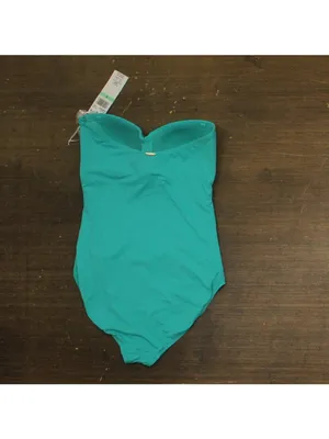 NWT Anne Cole Standard Twist Front Shirred One Piece Swimsuit Teal Blue Green 8 thumbnail 5