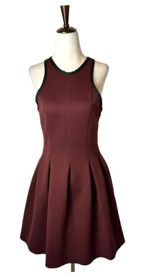 T Alexander Wang Dress Women Small Brown Racerback‎ Neoprene Mini Skater Scuba thumbnail 1