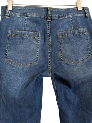 CAbi Jeans Women’s 6 Blue Denim Flare Bootcut Front Patch Pockets Stretch thumbnail 5