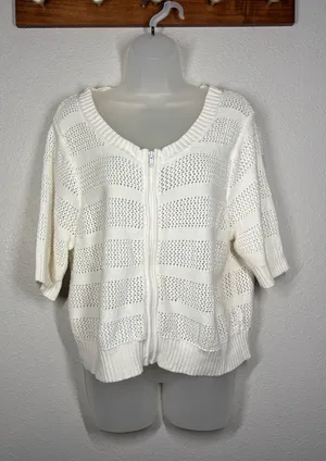 Torrid Open Knit Zip Up Short Boho Sleeve Sweater Top Womens Size 2 thumbnail 1