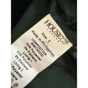 House of CB Abigail Emerald Velvet Mini Dress Womens S Teal Green Cutout Front thumbnail 11