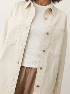 Marine Layer Molly OversizedShirt Jacket Stone Beige Xsmall New Shacket $168 thumbnail 5