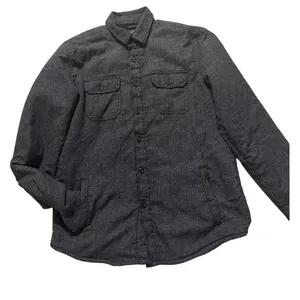 American Rag Faux Fur Lined Shirt Jacket Gray Button Front Shacket Women's M thumbnail 3