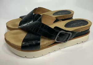 Josef Seibel black criss cross platform Sandals slides women’s size 40‎ casual thumbnail 1