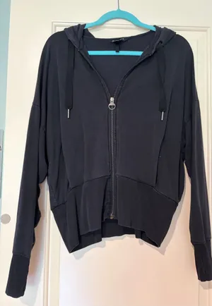 Athleta Black Zip-Up Hoodie Slouchy Fit Size M thumbnail 1