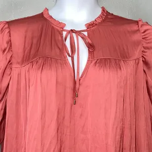 Express Size XL Silky Salmon Pink Ruched 3/4 Sleeve Top Romantic Office Siren thumbnail 2