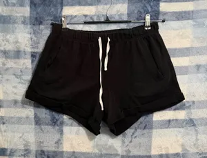 PINK Victoria's Secret Black Fleece Drawstring Lounge Shorts thumbnail 1