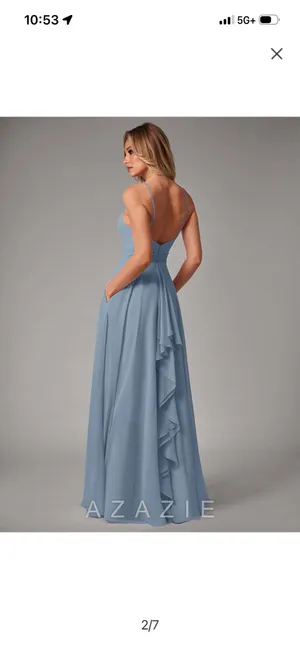 Bridesmaid Dress Azazie Dusty Blue thumbnail 2