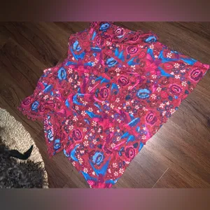 Farm Rio Floral Birds Blush Sleeveless Blouse Size XL $149 boho embroidered fall thumbnail 11
