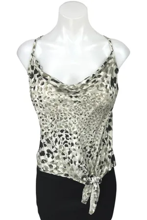 NEW Bella Dahl Green Animal Print Sleeveless Cowl Neck Cami Camisole Tank Top L thumbnail 1