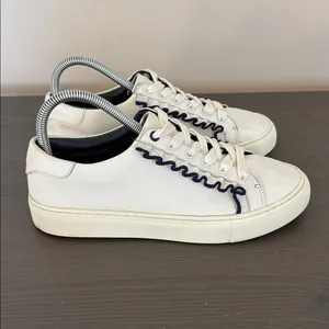 Tory‎ Burch Sport White Leather Ruffle Low Top Sneakers Lace Up Size 7 thumbnail 11