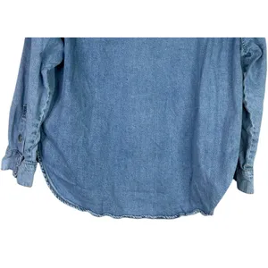Zara Denim Snap Button Down Collard Western Style Long Sleeve Denim Shirt S Blue thumbnail 6