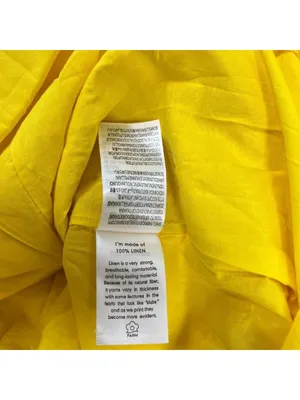NWOT Farm Rio Linen Puff-Sleeve Cutout Midi Dress Yellow Size S thumbnail 12