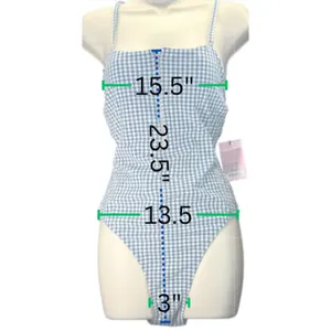 Juicy Couture Seersucker Lined Blue Gingham Zipper Front women sz L thumbnail 2