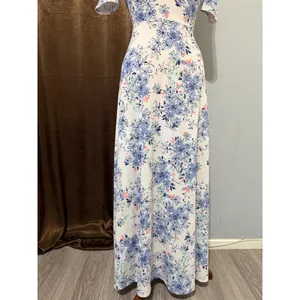 LuLaRoe Ana‎ Maxi Dress XS Blue Floral Short Sleeve Scoop Neck Cottagecore Boho thumbnail 13