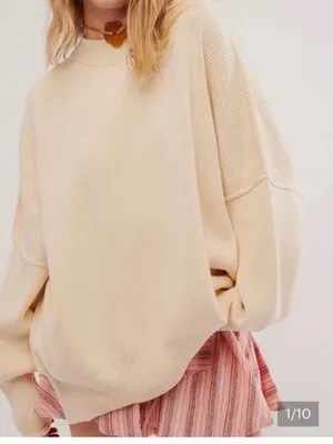 Free People Easy Street Oversized Cream sweater. Size XS thumbnail 5