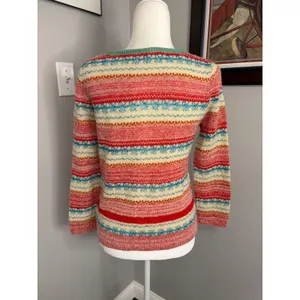 Sparrow Anthropologie Merino Wool Mohair Striped Fair Isle Cardigan Sweater M thumbnail 3