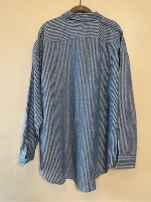 NWT Ralph Lauren Women’s Shirt Relaxed Fit Pinstripe 100% Linen Pinstripe Button thumbnail 7