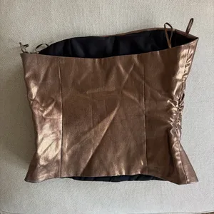 Zara brown metallic corset top thumbnail 2