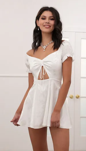 Lucy In The Sky Puff Sleeves White Mini Dress thumbnail 1