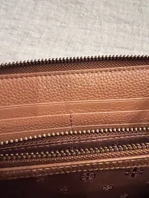Tory Burch Britten Wallet Tan Zip Continental Pebbled Leather thumbnail 7