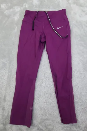 Women Nike Dri-Fit Wine Leggings Waist Back Hip and upper Waist‎ Pockets Size XS thumbnail 1