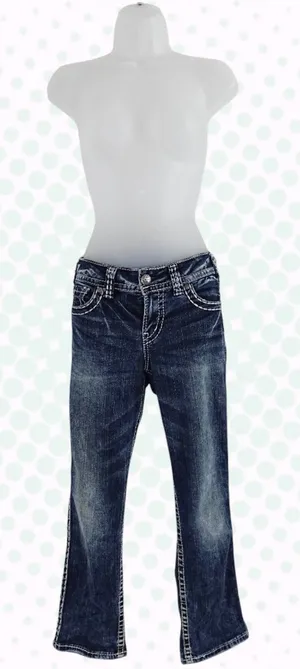 Vintage Y2K Silver Jeans Suki Dark Wash Mid Rise Cropped Bootcut Jeans Size 4 thumbnail 1