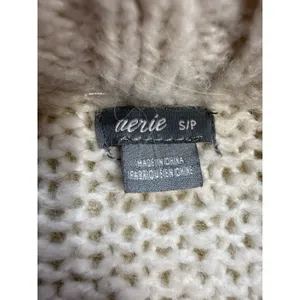 Aerie Cream Chunky Knit Sweater OS Sm Wool Blend Cozy Cottagecore D44 thumbnail 7