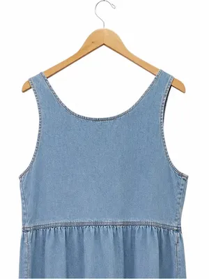 Vintage 90s Disney Store Winnie the Pooh Denim Maxi Dress Embroidered Size Large thumbnail 4
