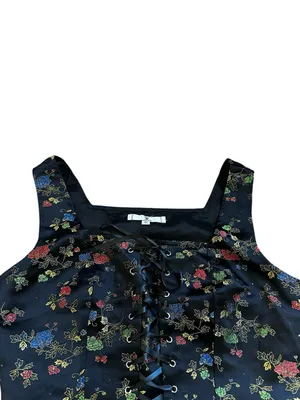 Vintage Rampage Lace Up Corset Top Floral Embroidered Y2K Renfaire WhimsyGoth thumbnail 8