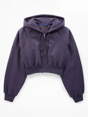 New Athleta XL Simone Biles Forever Fleece Crop Full Zip Twilight Purple X-Large thumbnail 2