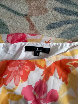 Lulu's Roanes Orange Floral Boat Neck Pleated Mini Dress thumbnail 7