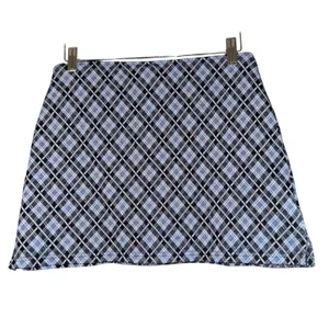 Vintage Y2K Joe Benbasset Plaid‎ Micro Mini Skirt Made in USA Medium Blue Preppy thumbnail 2