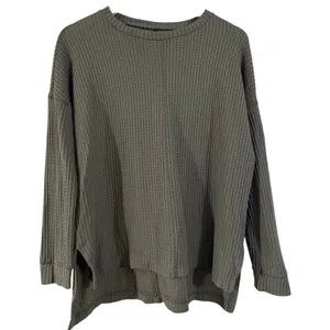 American Eagle green waffleknit oversized seam front top xs thumbnail 2