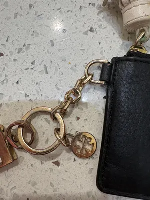 Tory Burch Black Leather Card Case Keyring with Tassel thumbnail 4