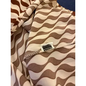 Brown Cream Abstract Wave Print Blouse Long Sleeve Retro Boho Statement thumbnail 7