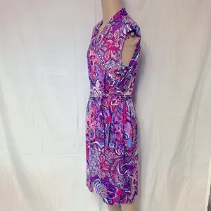 Karin Stevens Paisley Print Dress With Belt Size 10 thumbnail 7