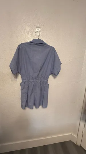 MICAS Blue & White Striped Short Romper - Size M - Boho Beach Style thumbnail 8