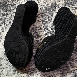 Jimmy Choo Black Patent Espadrille Wedge Sandals Size EU 37 WUS 6.5 thumbnail 3