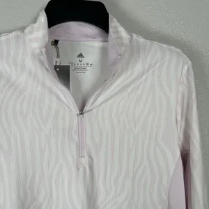 NEW Adidas Golf‎ Tennis Pickleball 1/4 Zip Pullover Womens Medium Pink Stripe thumbnail 2