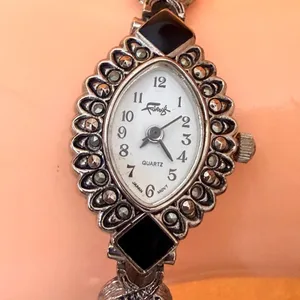 Fabergé Vintage Black Stone Marcasite Style Bracelet Watch thumbnail 4