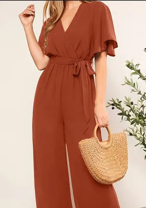 Gilli Brown Jumpsuit with Wide Leg Design Size L thumbnail 1