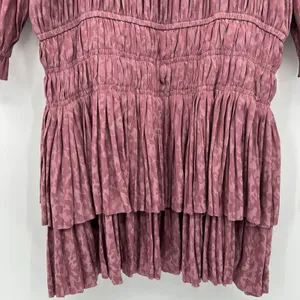 Current Air Anthropologie Aurelie Pleated Smocked‎ Waist Mini Dress Size Medium thumbnail 8