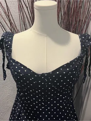 🌼Megan Maroney Navy Blue Polka Dot Off The Shoulder Dress🌼 thumbnail 3