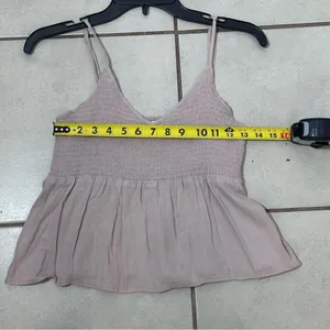 American‎ Eagle Women Tan/Beige Tank Top Peplum Size Small thumbnail 6