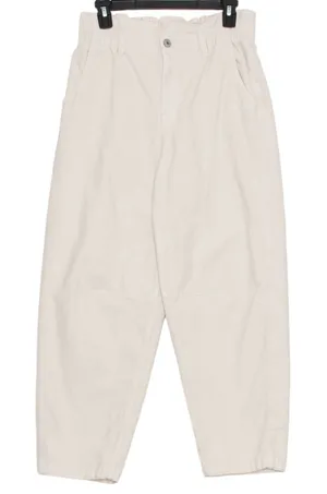 American Eagle Corduroy Pants Barrel Leg Paperbag Waist High Rise Baggy Cream 2 thumbnail 1
