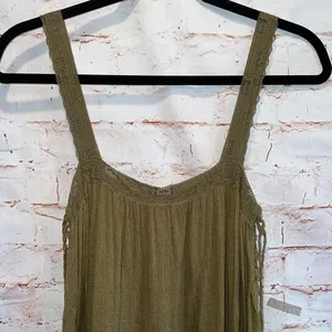 Free People Sweet Thing Tunic Mini Dress Lace-Up Side Ties Moss Medium green thumbnail 4
